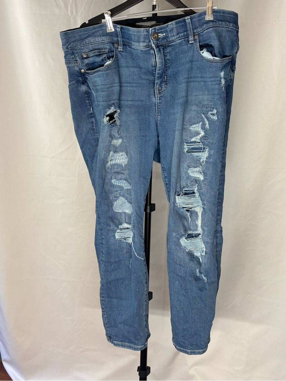 Torrid Cute Distressed Boyfriend Jeans in Blue Plus Size